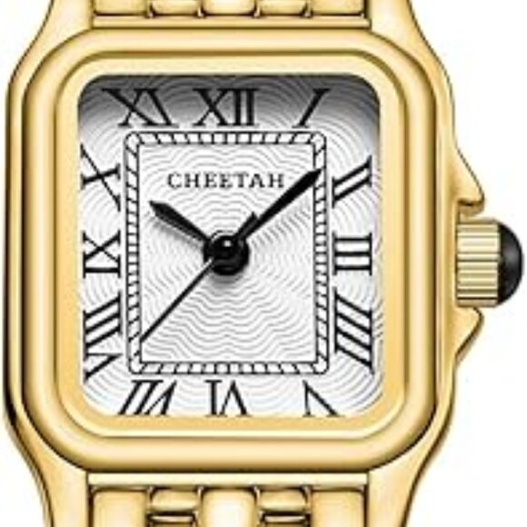 CHEETAH Gold Watches for Women with Small Vintage Bracelet, Rectangular Case Rom main image 5